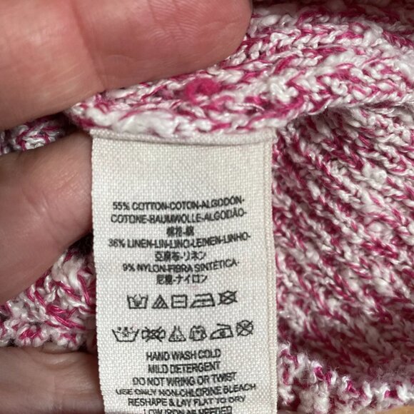 Free People Linen Cotton Electric City Sweater Marled White Pink Flowy Pullover - Picture 8 of 13